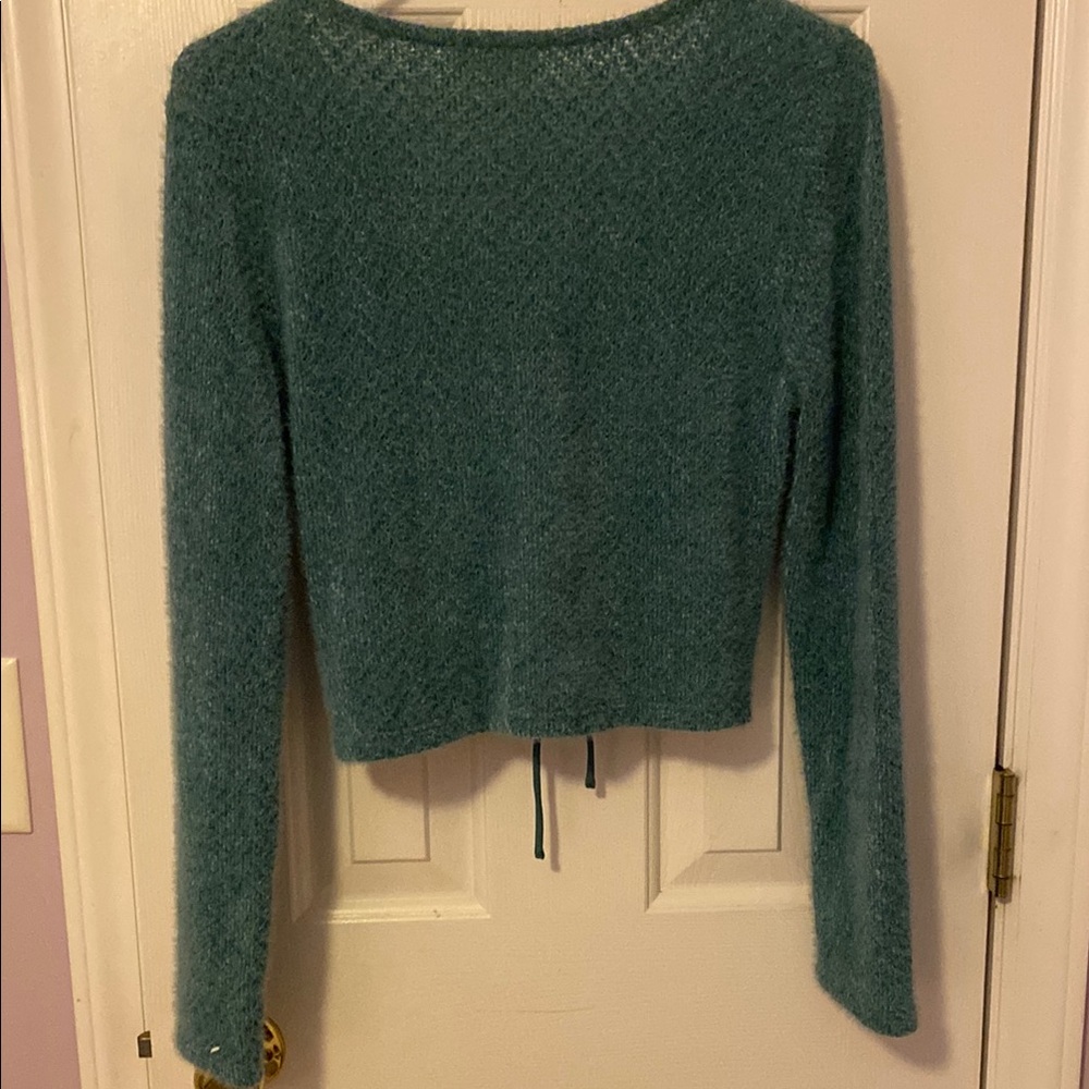 Altar'd State Green Long Sleeve Ruched Crop Blouse - Picture 3 of 3